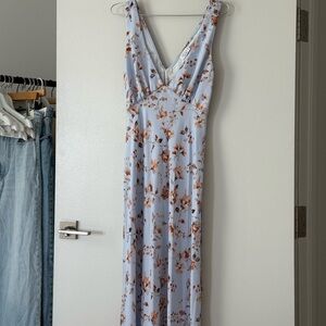 RESA Floral Maxi Dress in Light Blue and Pink